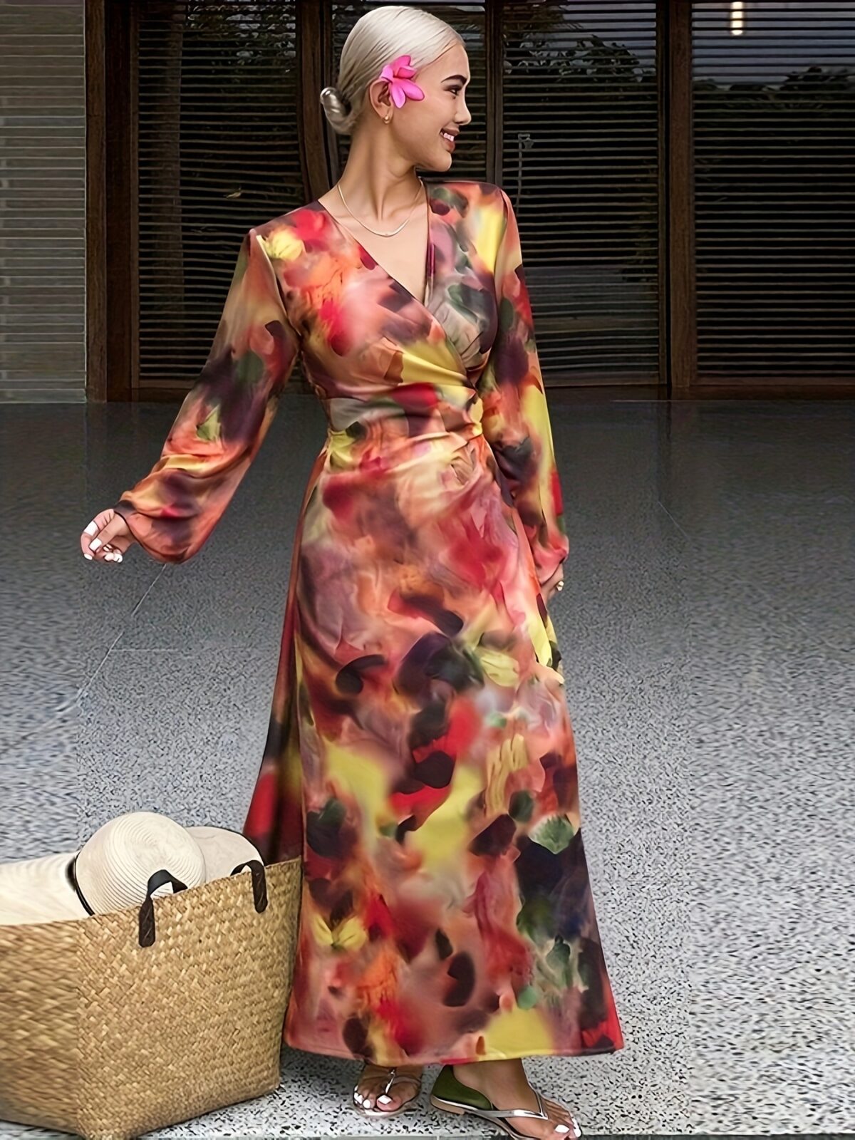 Casablanca Abstract Print Maxi Dress in flattering maxi length showcasing a unique abstract print