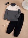 Stylish boys casual hoodie and sweatshirt set in trendy colors featuring a letter print long sleeves and pockets Perfect for fall and winter