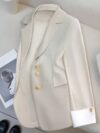 Executive Chic Womens Elegant Beige Blazer A versatile beige blazer perfect for professional or casual wear Tailored fit classic silhouette crafted from high quality polyester