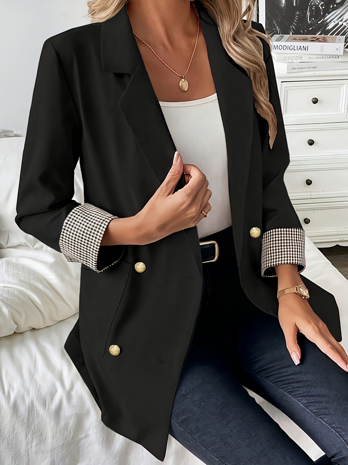Womens Elegant Blazer Executive Collection Flattering H silhouette long sleeves perfect for work or special occasions