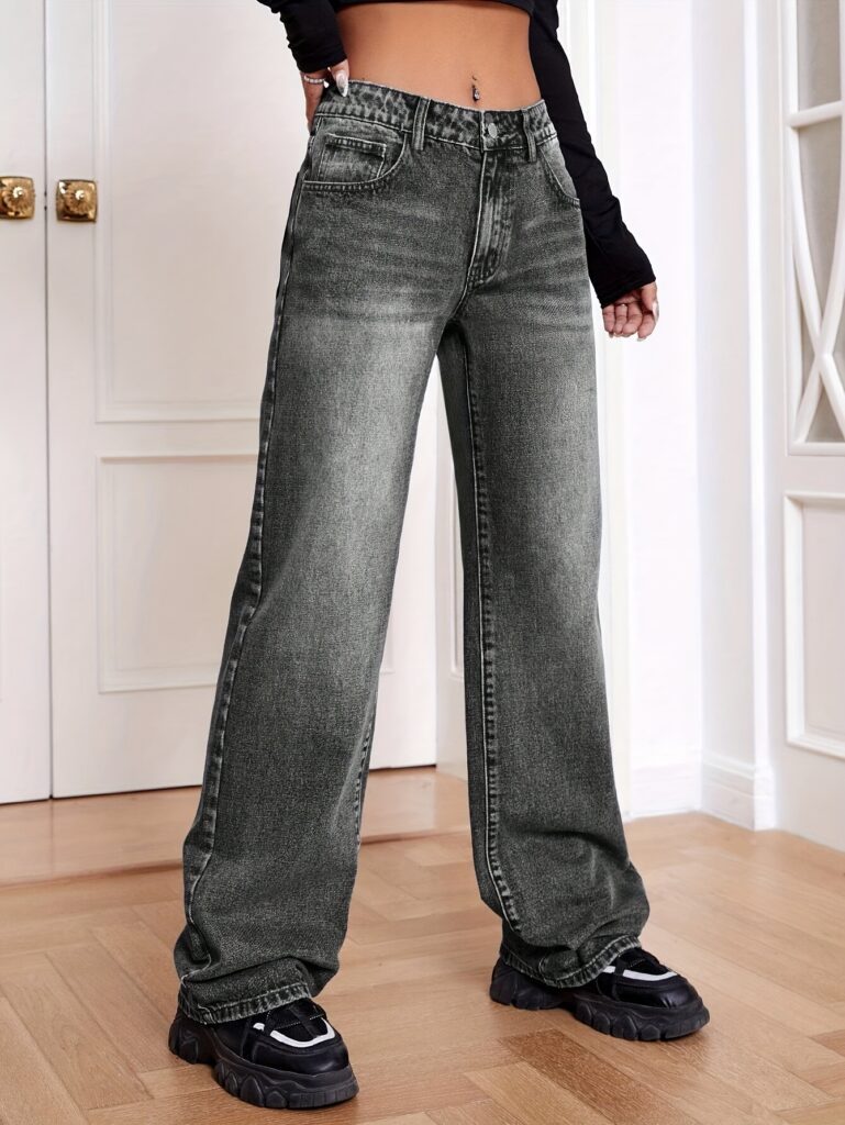 Flatlay of Newness Timeless Classic Straight Leg Jeans, showcasing the perfect straight leg fit and versatile denim wash.