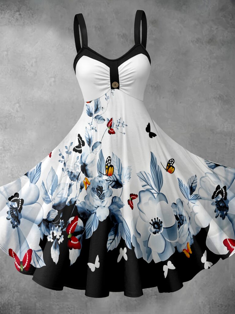 Newness Whimsical Bloom Floral Peplum Dress in a flattering fit and vibrant floral print, perfect for any occasion.