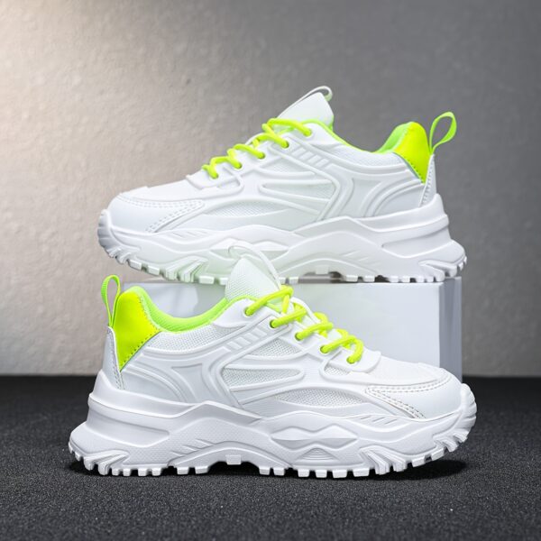 Spring Breeze Girls White  Lime Green Sneakers Comfortable and stylish lace up sneakers perfect for school or play Featuring a cushioned EVA sole and breathable upper
