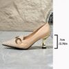Newness Houndstooth Chain Buckle Stilettos Pointed toe heels in a chic houndstooth pattern with a sophisticated gold chain buckle Perfect for adding a touch of elegance to your party or nightclub outfit