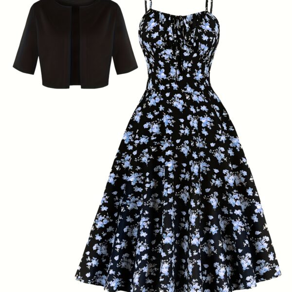 Newness Vienna Bloom Floral Strap Dress Set: A chic floral dress and matching straps, perfect for any occasion.