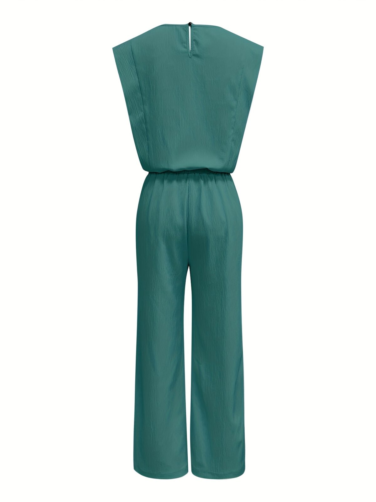 Model wearing the Newness Effortless Chic Sleeveless Wide Leg Set a stylish and comfortable two piece outfit featuring a sleeveless top and wide leg pants in luxurious polyester