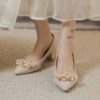 Newness Celestial Sparkle Floral Rhinestone Pumps Elevate your style with these dazzling floral rhinestone pumps perfect for weddings and special occasions Close up showcasing intricate floral detail and sparkling rhinestones