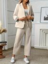 Flattering and versatile womens springautumn suit set in lightweight polyester Perfect for curvy figures ideal for work or weekend wear
