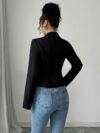 Womens Executive Chic Slim Fit Elegant Blazer in versatile color perfect for work or casual wear Close up showcasing the elegant design and slim fit