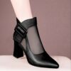 Newness Metropolitan Pointed Block Heel Boots Modern pointed toe boots with breathable mesh showcasing a stylish block heel and durable sole perfect for all day wear