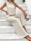 The Newness Riviera Navy Two Piece Set A stylish and comfortable navy blue two piece outfit perfect for spring and summer The image shows a model wearing the complete set