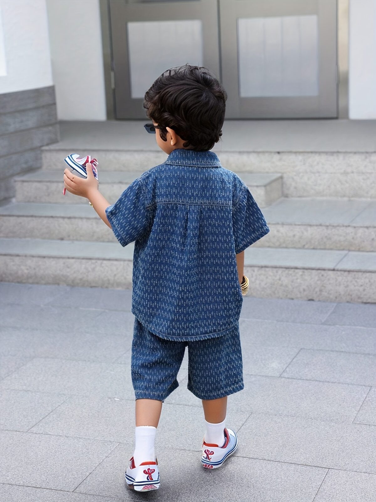 Stylish summer denim short set for boys perfect for casual outings Comfortable loose fit in trendy design