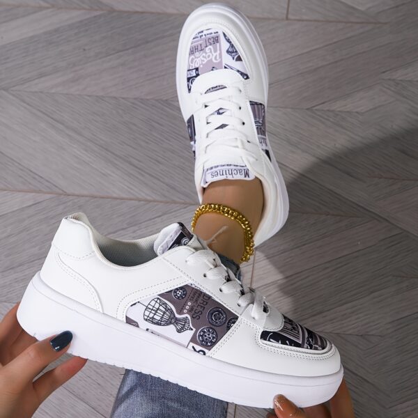 Whimsical White Cartoon Style Sneakers by Newness Chic comfortable and effortlessly cool white sneakers with a cartoon inspired design