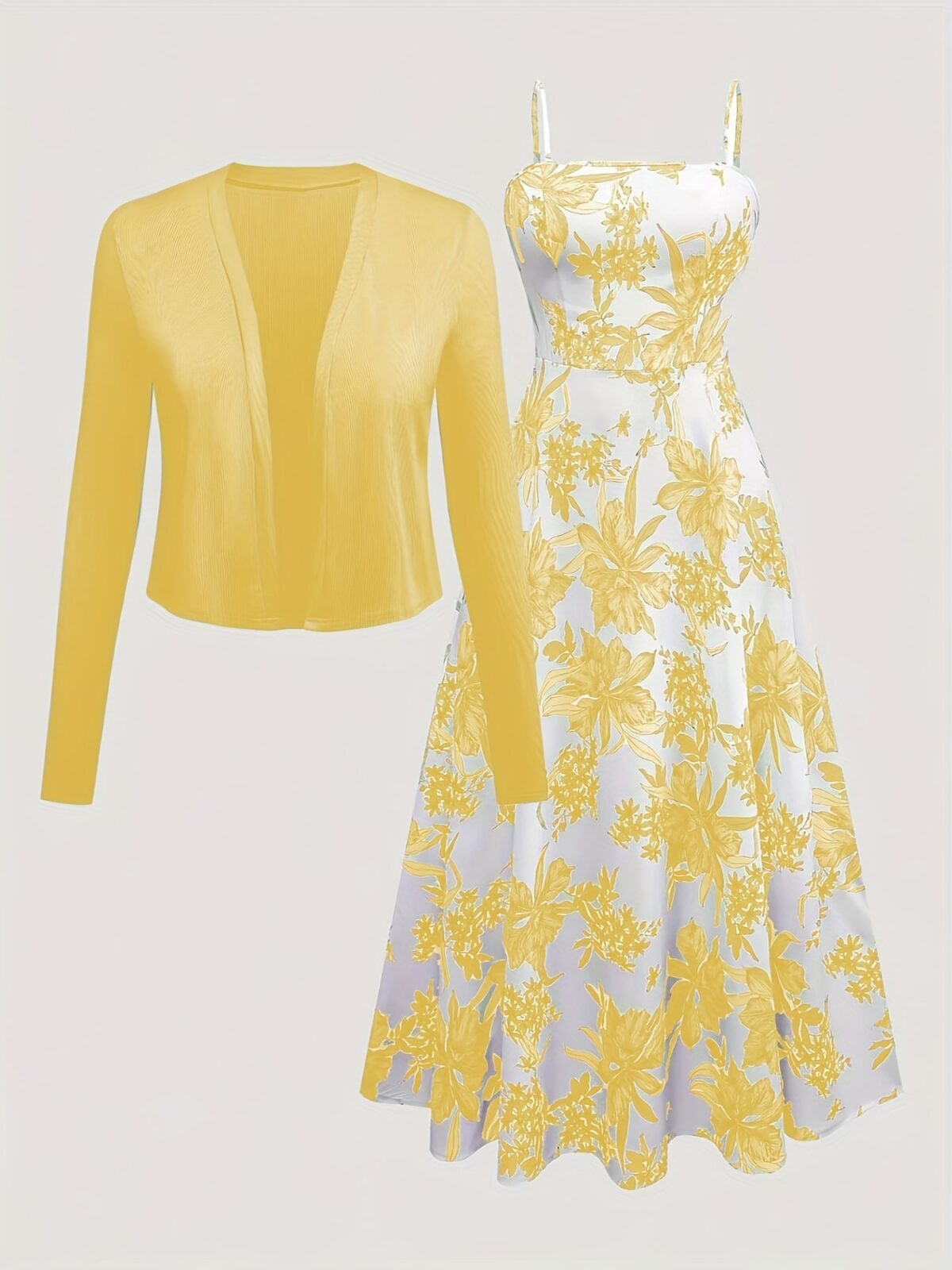 Effortlessly elegant Newness Summer Solstice Floral Print Dress Set A sophisticated two piece set featuring a floral print dress and matching accessories perfect for any occasion