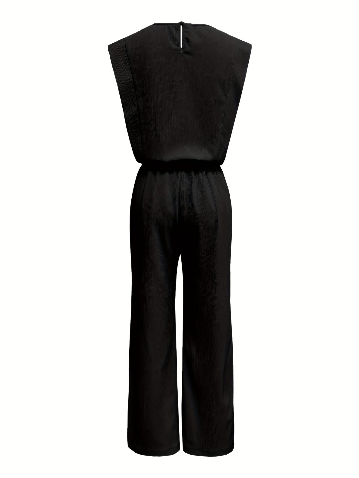 Model wearing the Newness Effortless Chic Sleeveless Wide Leg Set a stylish and comfortable two piece outfit featuring a sleeveless top and wide leg pants in luxurious polyester