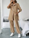 Effortless Chic Casual Pants Set in soft polyester Flattering wide leg pants and a coordinating top for unparalleled comfort and style
