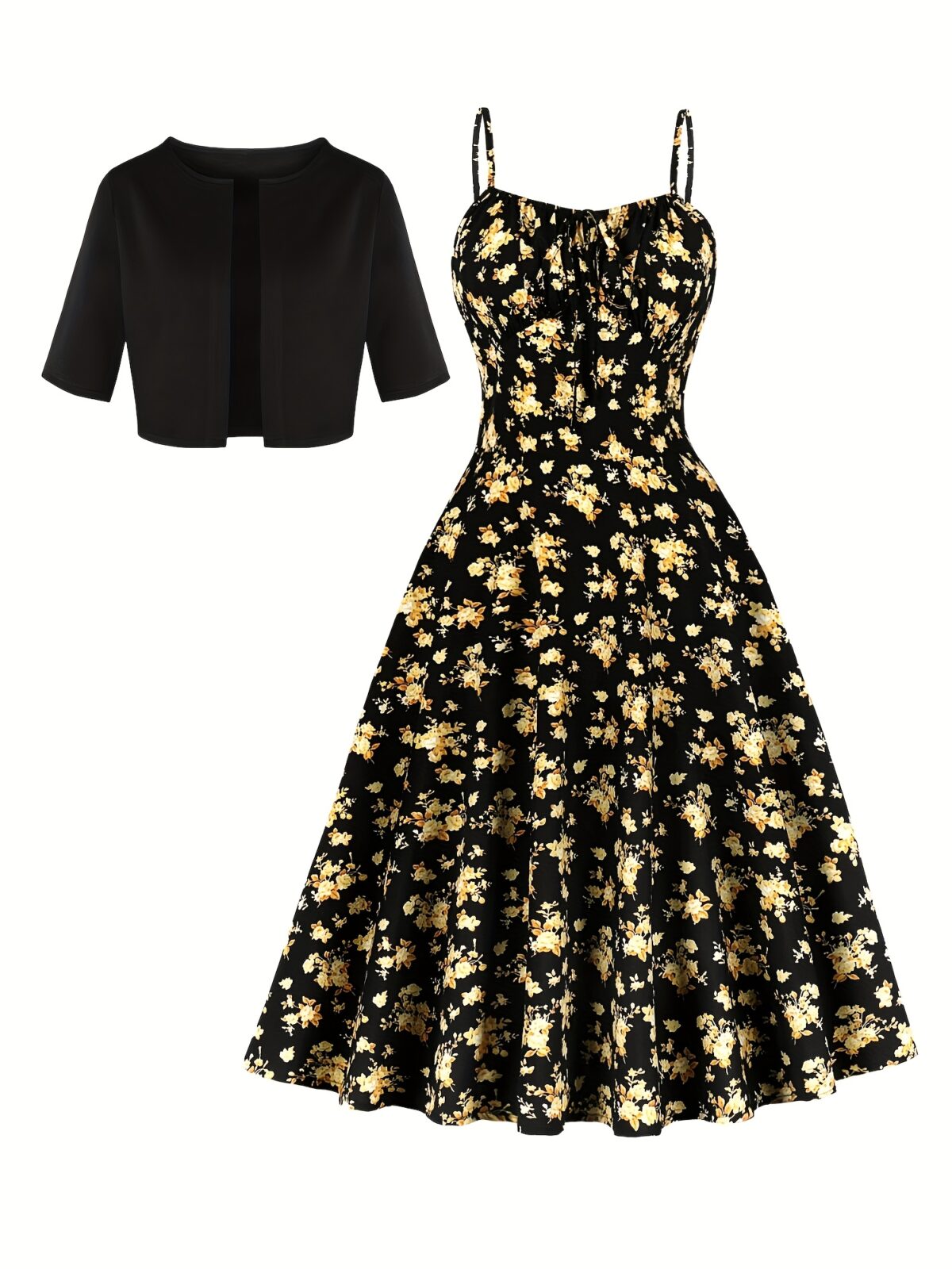 Newness Vienna Bloom Floral Strap Dress Set A chic floral dress and matching straps perfect for any occasion