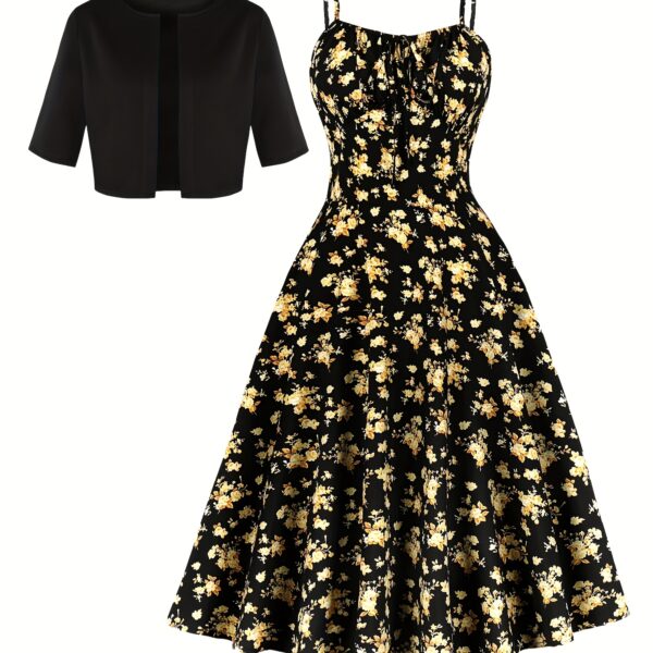 Newness Vienna Bloom Floral Strap Dress Set: A chic floral dress and matching straps, perfect for any occasion.