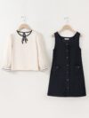 Adorable girls vest dress set in honey color perfect for spring and fall Machine washable and comfortable