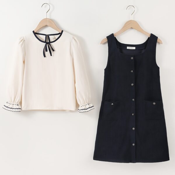 Adorable girls vest dress set in honey color perfect for spring and fall Machine washable and comfortable
