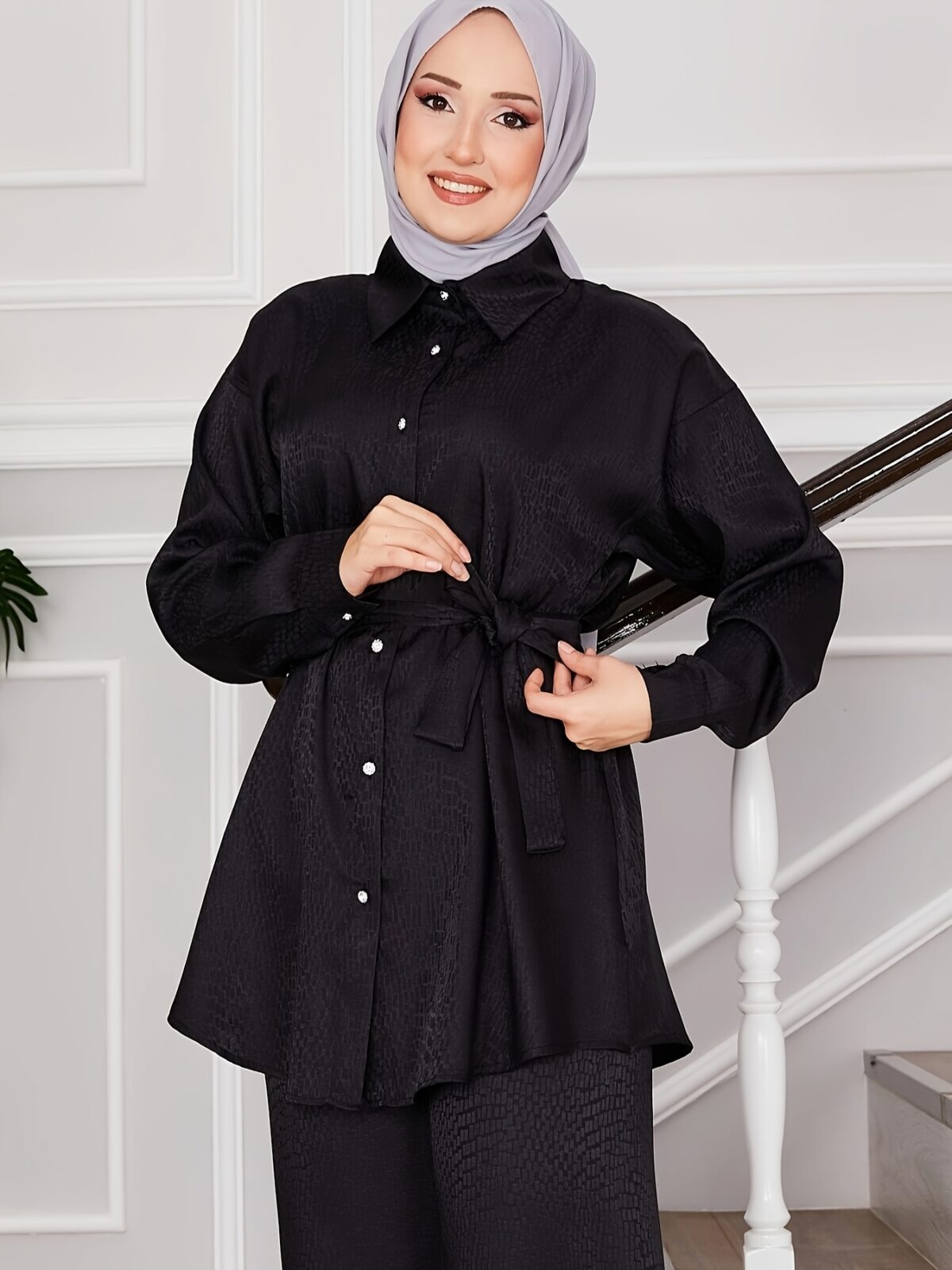 The Newness Executive Two Piece Workwear Set in luxurious polyester showcasing a chic and comfortable silhouette perfect for the modern professional