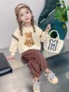 Newness girls teddy bear set Soft pink sweatshirt and pants loose fit perfect for cuddles and playtime