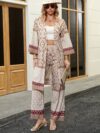 Model showcasing the Newness Dubai Nights Digital Print Suit a chic and sophisticated digital print suit ideal for spring and fall The suit features a flattering silhouette and vibrant print