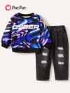 Stylish and comfortable boys two piece casual set perfect for adventure Featuring a fun print ideal for everyday wear and outdoor play
