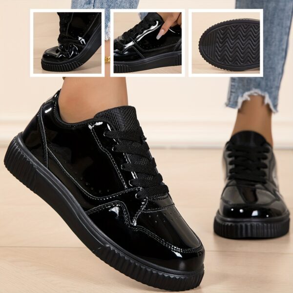 Newness Sleek  Chic Womens Glossy Sneakers in white showcasing their glossy finish and comfortable design Perfect for effortless style