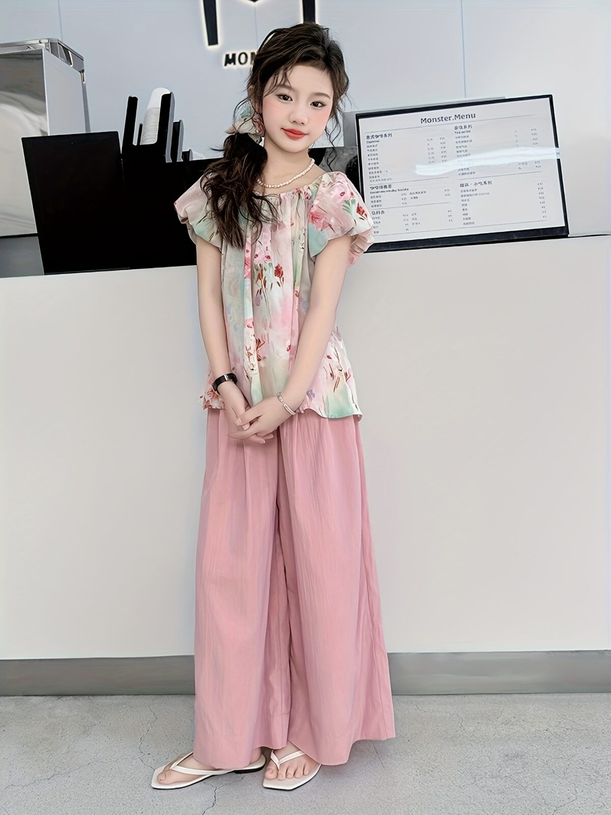 Effortlessly chic Newness Summer Breeze Floral Print Set A two piece outfit perfect for sunny days featuring a breezy floral print