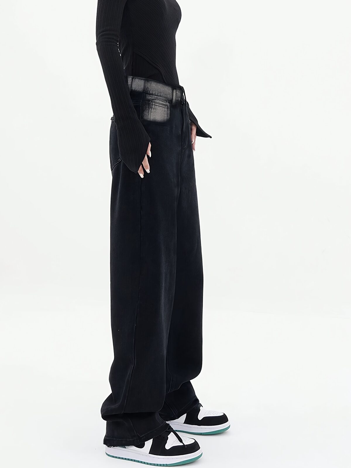 Newness Architect Black Wide Leg Jeans Chic relaxed fit wide leg jeans in premium black denim