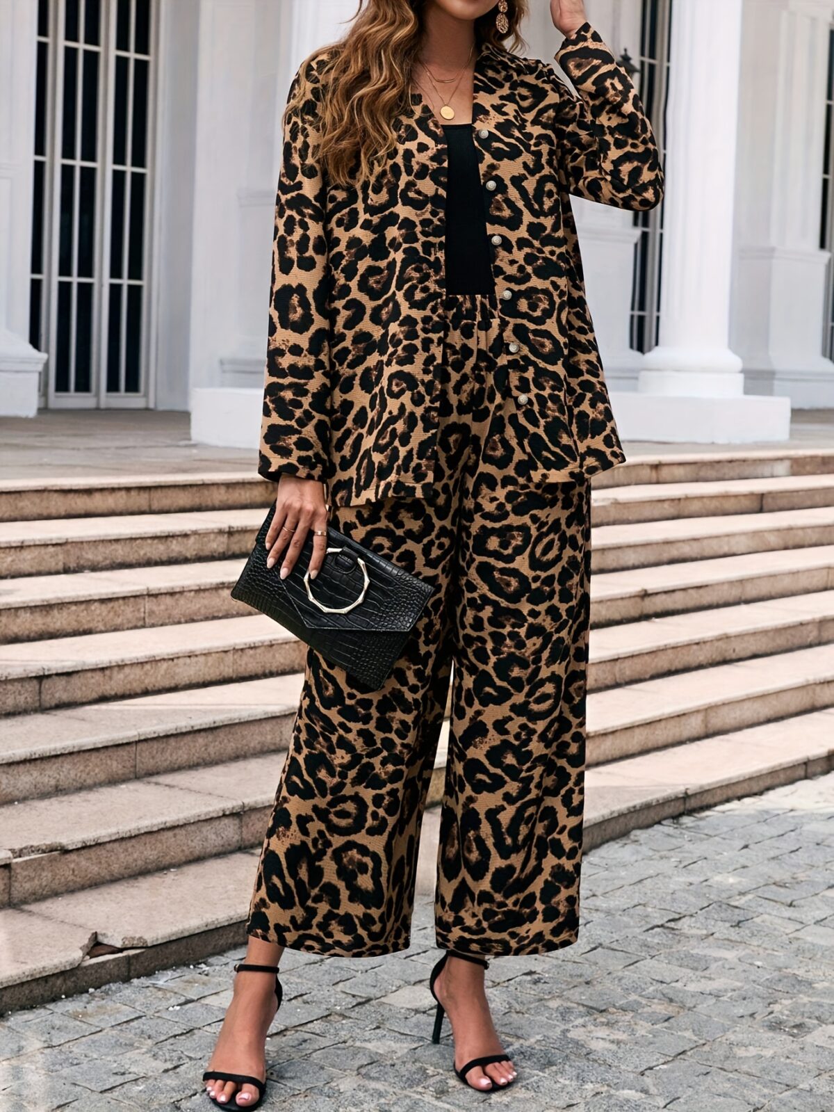 The Newness Milan Luxe Leopard Print Set A chic and effortlessly stylish two piece set perfect for work or weekend Featuring a luxurious leopard print