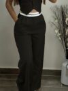 Effortless Chic Newness V Neck Vest and Pants Set in smooth polyester Perfect for any occasion