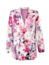 Stylish woman wearing a vibrant floral print blazer jacket relaxed fit showcasing the sophisticated tailoring and chic design of the Newness Botanical Bloom Blazer