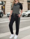 Stylish Cairo Color Block Pants Set by Newness A chic modern two piece outfit in a vibrant color block design