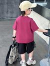 Stylish boys summer outfit alphabet print t shirt and cargo shorts set from Newness Perfect for summer adventures