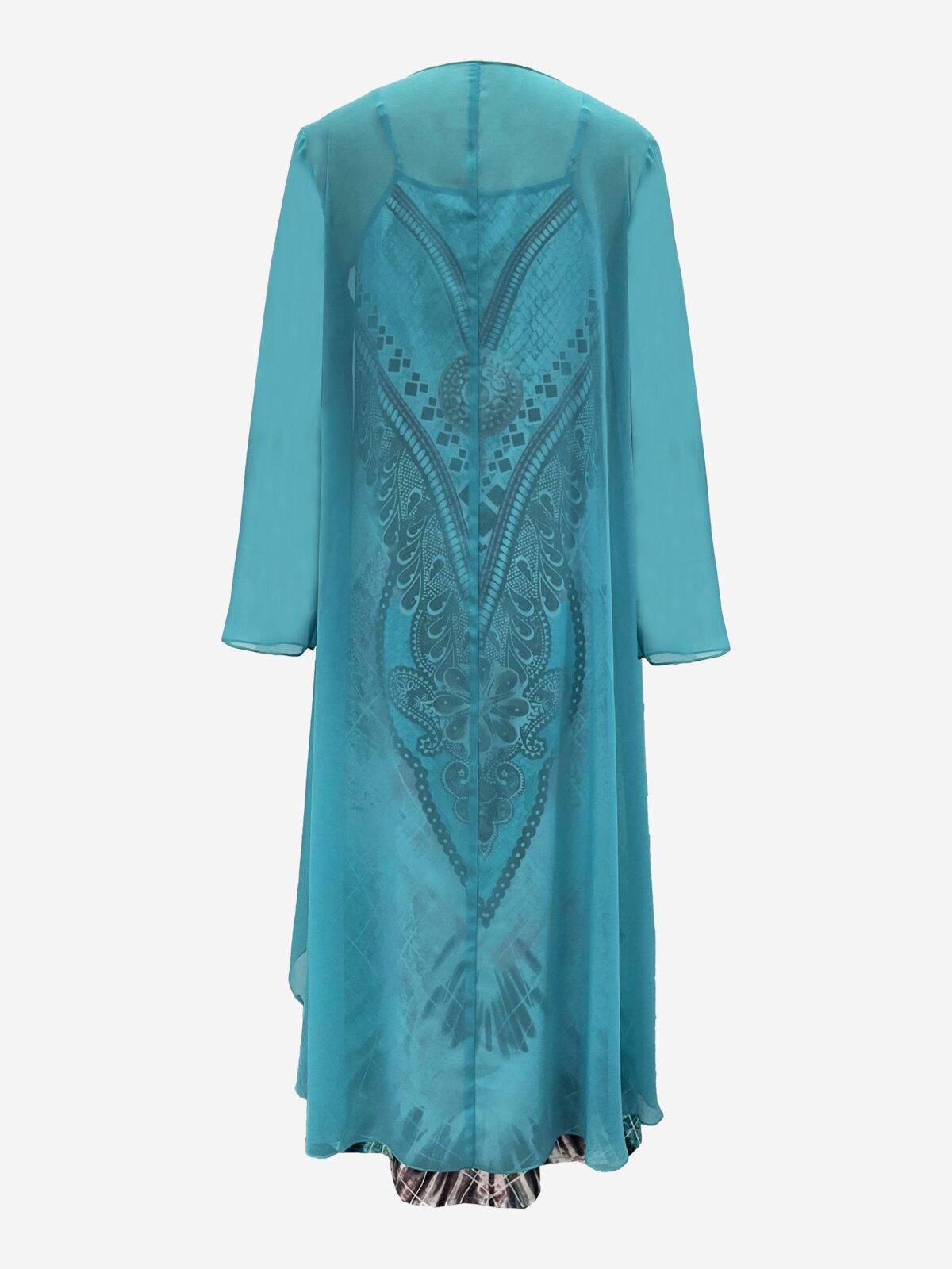 Effortlessly chic Casablanca Tribal Print Maxi Dress Set from Newness perfect for vacations or casual dates Features a flowing maxi dress with a vibrant tribal print