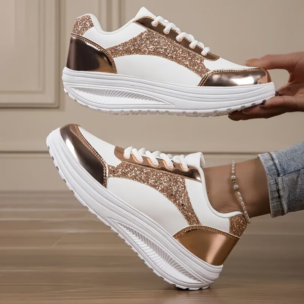 Newness Stardust Shimmer Glittery Casual Sneakers Comfortable and stylish sneakers with a glittery finish Perfect for casual wear