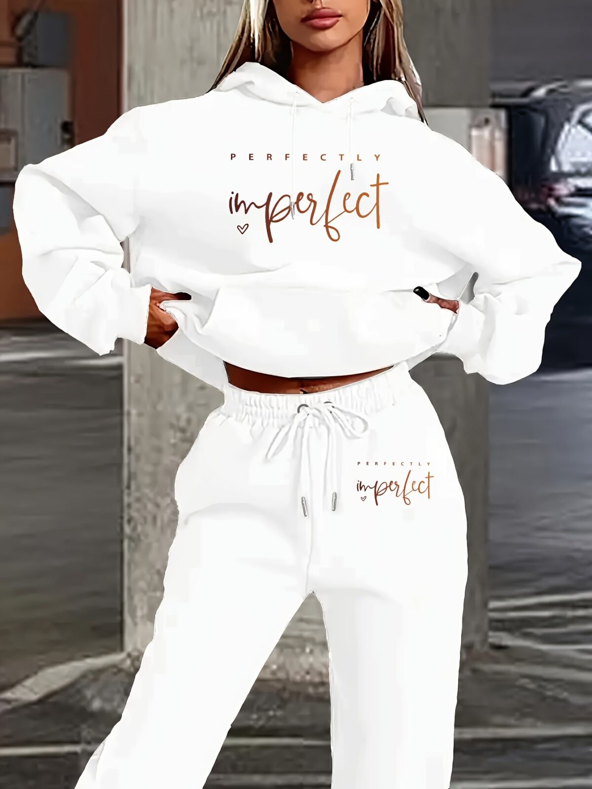 The Newness Perfectly Imperfect Casual Loungewear Set A stylish and comfortable loungewear set perfect for relaxing at home Features a relaxed fit and subtly imperfect details for added charm