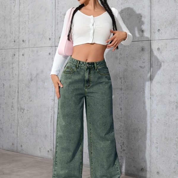 Newness Effortless Chic Wide Leg Jeans A model effortlessly rocks our wide leg jeans perfect for any season