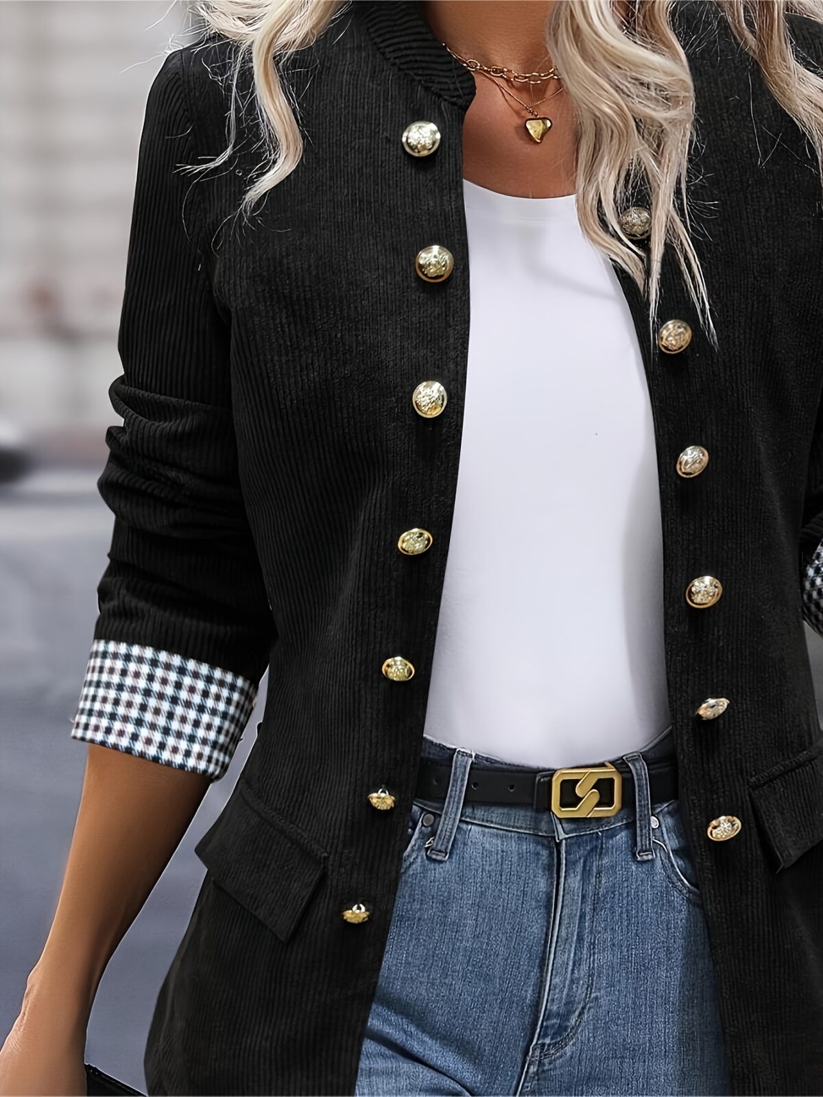 City Chic Womens Tweed Blazer in classic tweed perfect for work or a special occasion Model showcases the blazers sophisticated fit and style