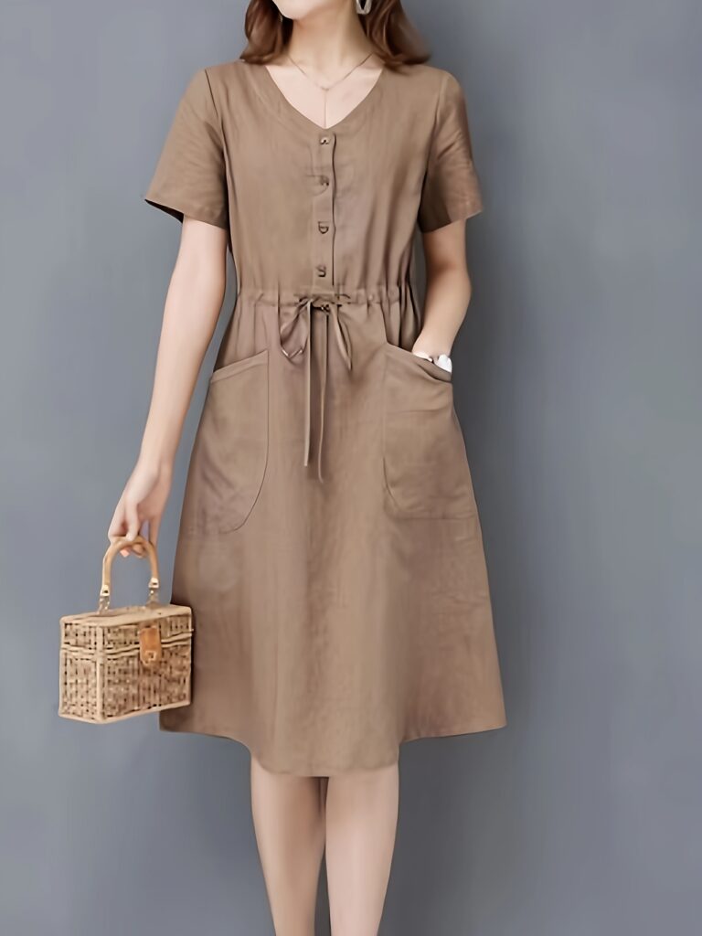 Effortless Chic Casual Loose Dress from Newness. Model wearing a comfortable, loose-fitting dress perfect for any occasion.
