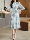 Effortlessly elegant Azure Bloom floral print dress perfect for summer events