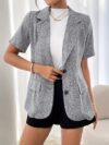 Newness Summer Breeze Womens Casual Short Sleeve Blazer in light gray polyester Versatile and stylish perfect for spring summer and fall