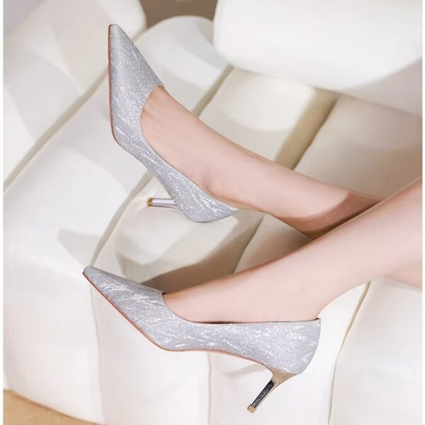 Newness Celestial Sparkle Glitter Stiletto Heels: Dazzle in these glamorous glitter heels, perfect for weddings, parties, and special occasions.