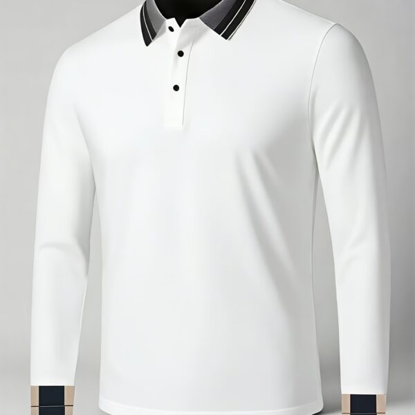 Desert Oasis Men's Golf Shirt: A soft beige, long-sleeve golf shirt perfect for the course or any occasion. Experience style and comfort.