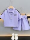 Stylish purple sports set for boys aged 12 and under Breathable polyester fabric ensures comfort and freedom of movement Perfect for summer activities