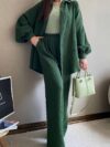 Newness Effortless Chic Two Piece Pant Set in luxurious polyester Flattering silhouette perfect for any occasion
