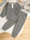 Adorable boys striped two piece outfit perfect for spring and autumn Stylish and comfortable for outdoor play Shop Newness for kids clothing
