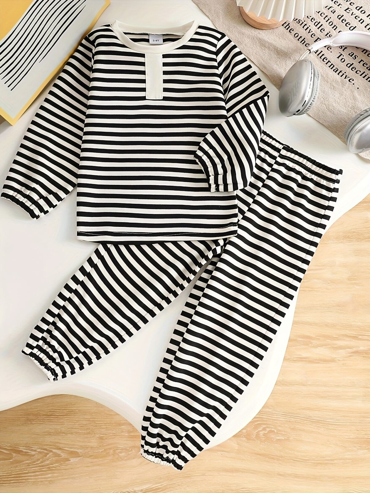 Adorable boys striped two piece outfit perfect for spring and autumn Stylish and comfortable for outdoor play Shop Newness for kids clothing